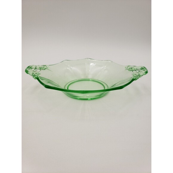Vintage Cambridge Glass Decagon Green Bon Bon Dish Uranium Glass Light Emerald - Picture 3 of 10